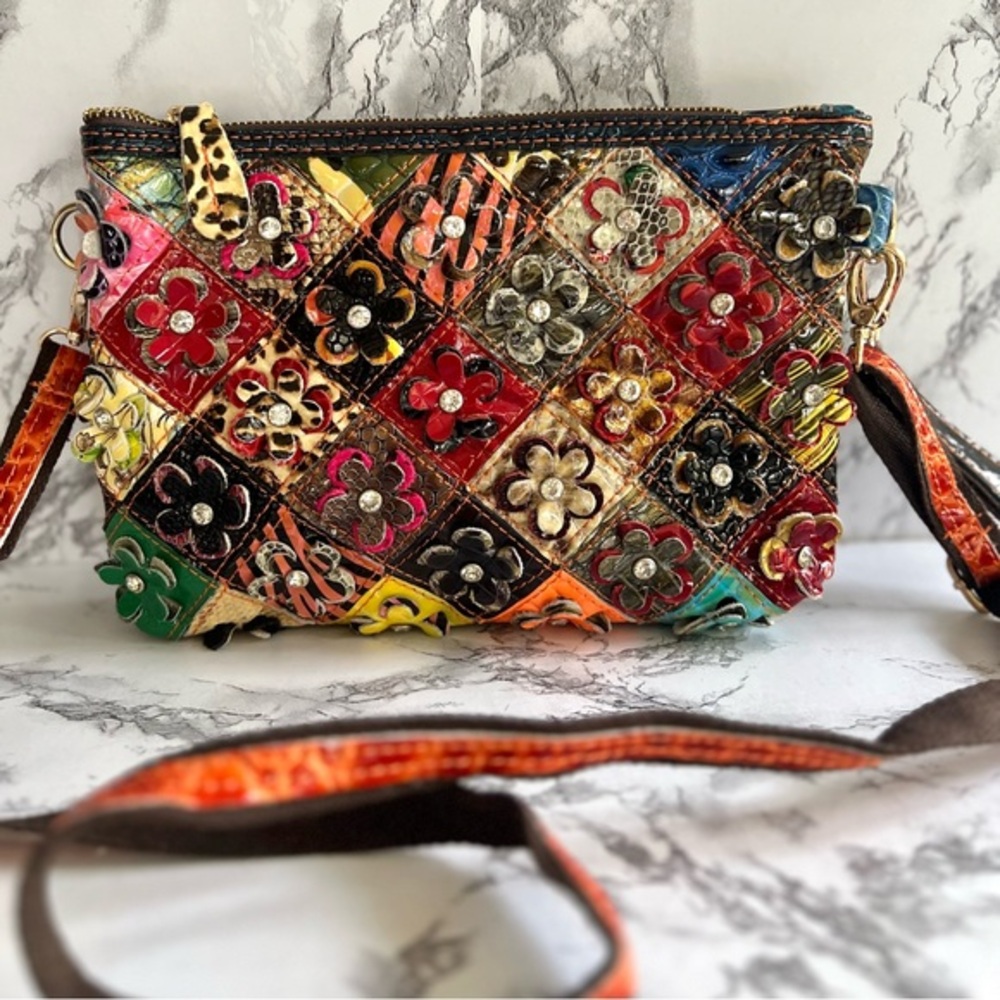 Multicolor Floral Patchwork Crossbody Bag